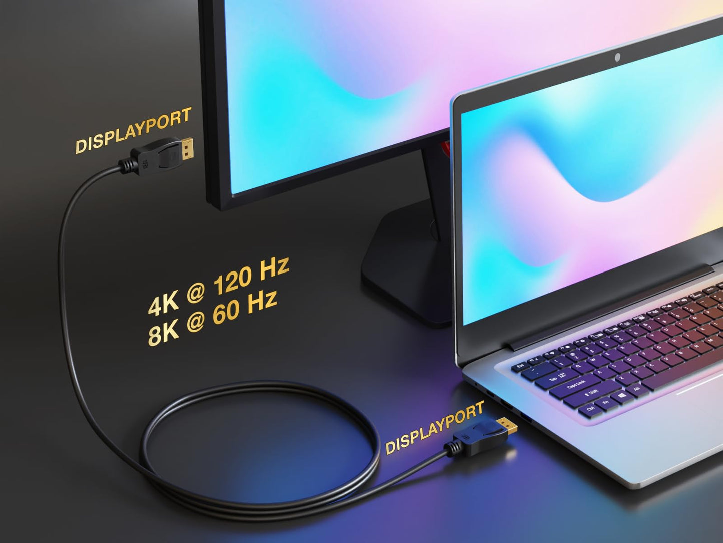 Cable Leader Gold Plated Premium 6ft DisplayPort Cable with Latches, Supports Resolutions up to 32.4Gbps High-Speed, 8K@60Hz, 4K@120Hz, Dynamic HDR