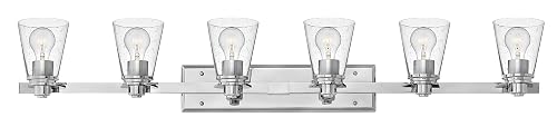 Hinkley Avon Collection Contemporary Modern Six Light Bathroom Vanity Fixture, Chrome with Clear Glass