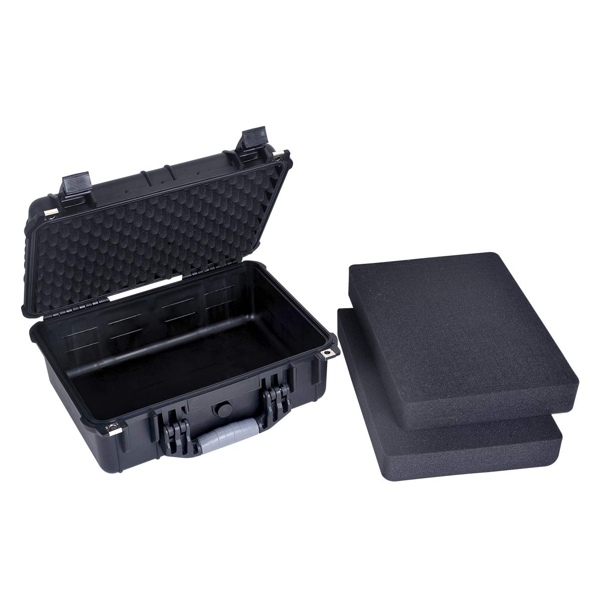 MEIJIA All Weather Waterproof Hard Camera Case with Customizable Fit Foam,Fit Use of Drones,Camera,Equipments,Pistols,Black,15.98x12.99x6.85inches