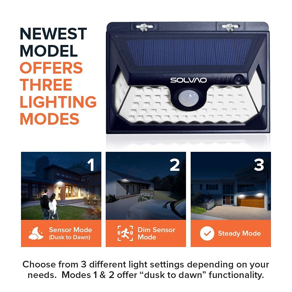 SOLVAO Solar Motion Sensor Ultra Bright Outdoor Security Light, Floodlight | IP65 Waterproof, Wireless, Portable | 60 LED | Front Door, Backyard