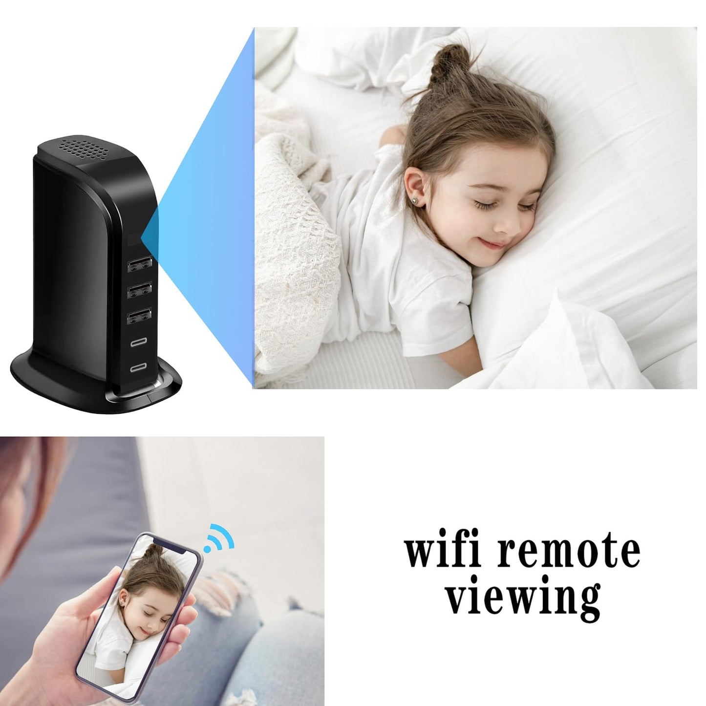 YZYDWYU Security Camera ? 1080P USB Charger Camera,Motion Detection Office and Pets Nanny with Motion Detection-Remote View-Wide-Angle