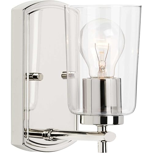 Progress Lighting Adley Collection One-Light Polished Nickel Traditional Wall Light
