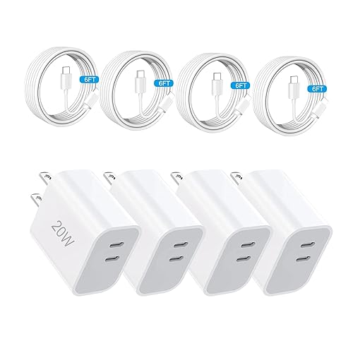 ZOVARIN USB C Charger Block Fast Charging,Charger Adapter,4 Pack Type C Wall Charger with 6FT Fast Charging Cable for iPhone 17/17 Plus/17 Pro