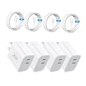 ZOVARIN USB C Charger Block Fast Charging,Charger Adapter,4 Pack Type C Wall Charger with 6FT Fast Charging Cable for iPhone 17/17 Plus/17 Pro