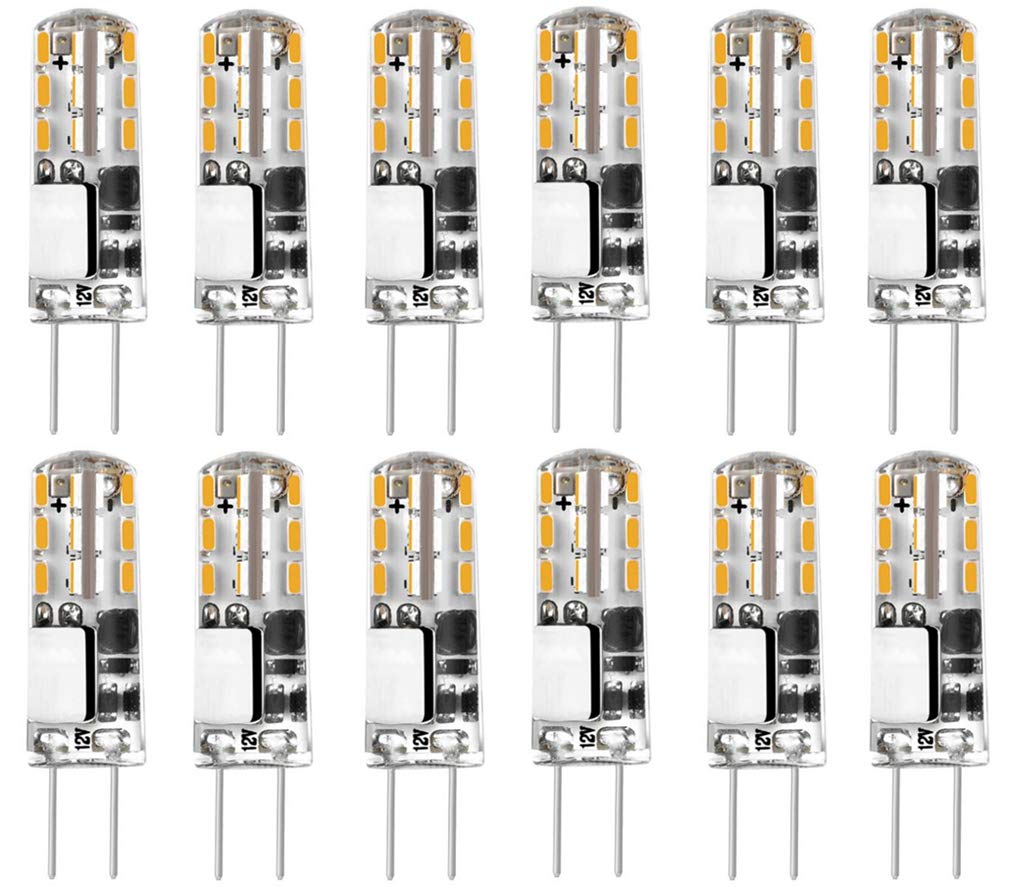 G4 LED Light Bulbs G4 Bi-Pin Base 1.5W (Equivalent to 20W Halogen Bulb) AC/DC 12V Warm White 3000K LED Bulbs for Landscape Ceiling Under Counter Puck