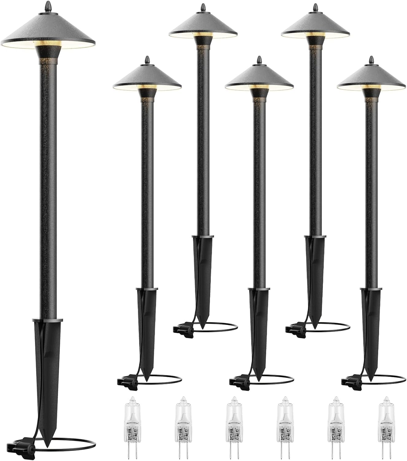 VENUS MANUFACTURING Low Voltage Pathway Lights Outdoor Landscape Lighting 10W 25 Lumen 2700K Die-cast Aluminum Housing 12V Garden Halogen Path Lights