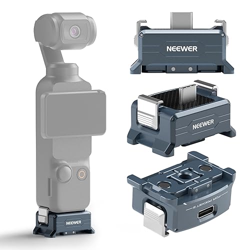 NEEWER Charging Adapter Base Compatible with DJI Osmo Pocket 3 Gimbal, Type C Charging with 1/4" Thread Arca Type Dovetail, Magnetic Folding Fingers