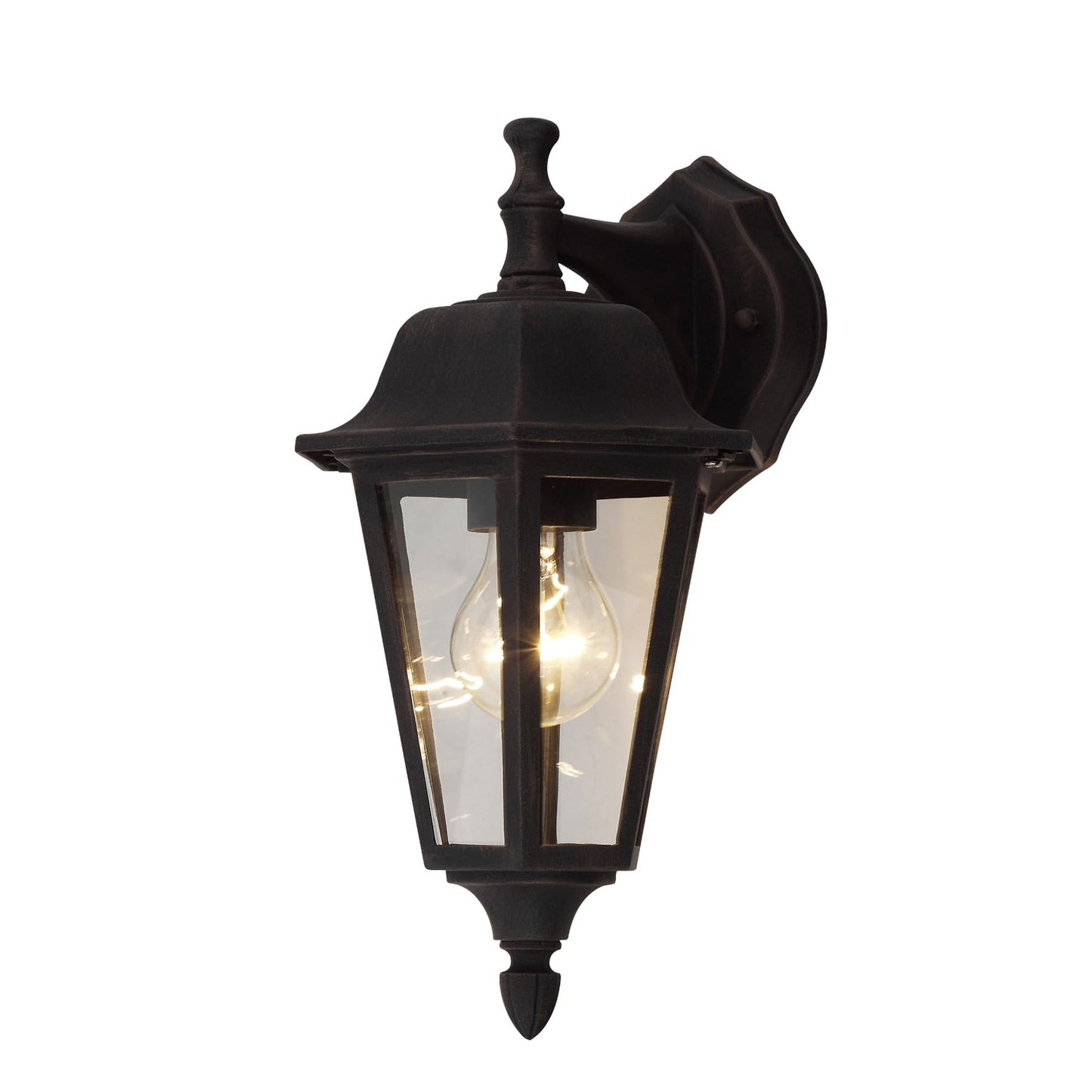 Lucande Outdoor Wall Lantern, Rust Finish Farmhouse Exterior Sconce, Clear Glass Porch Decor Wall Light for Front Door Garage Patio, Outside Lights