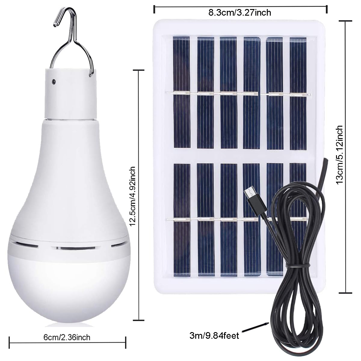 Solar Bulb Light Portable 300LM with Remote Control 4 Mode Led Lantern Indoor USB Charge Camping Light for Chicken Coop Lamp Hiking Fishing Tent