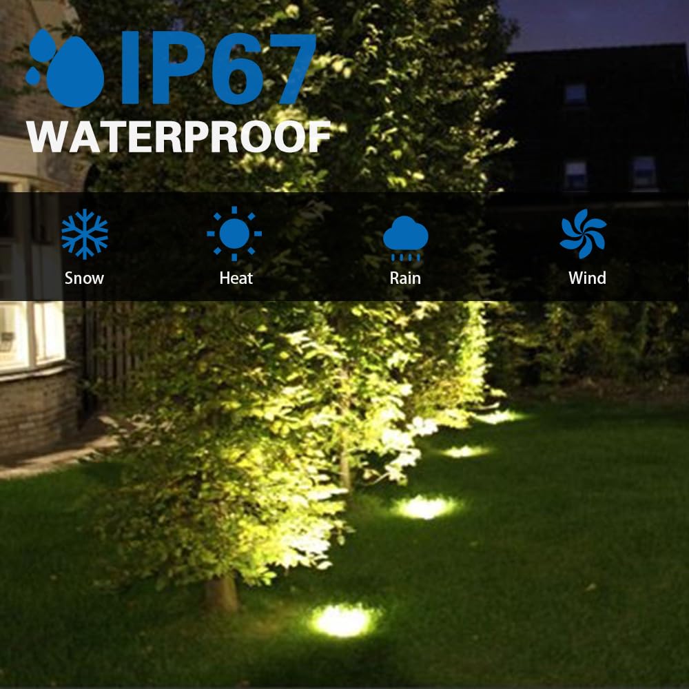 EAGLOD 12W LED Well Light, Low Voltage Landscape Ground Lights,12V-24V Outdoor In Ground Lights, IP67 Waterproof Landscape Lighting 5000K Daylight