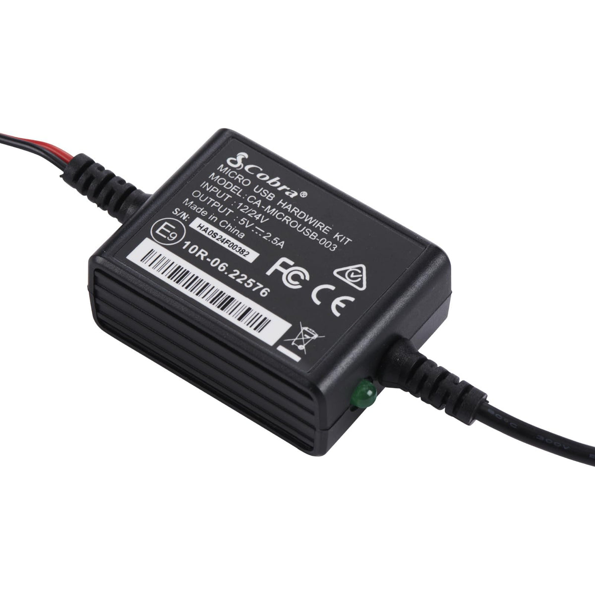 Cobra 2.5A Micro USB Hardwire Kit for SC Series Dash Cams, 15ft Cable