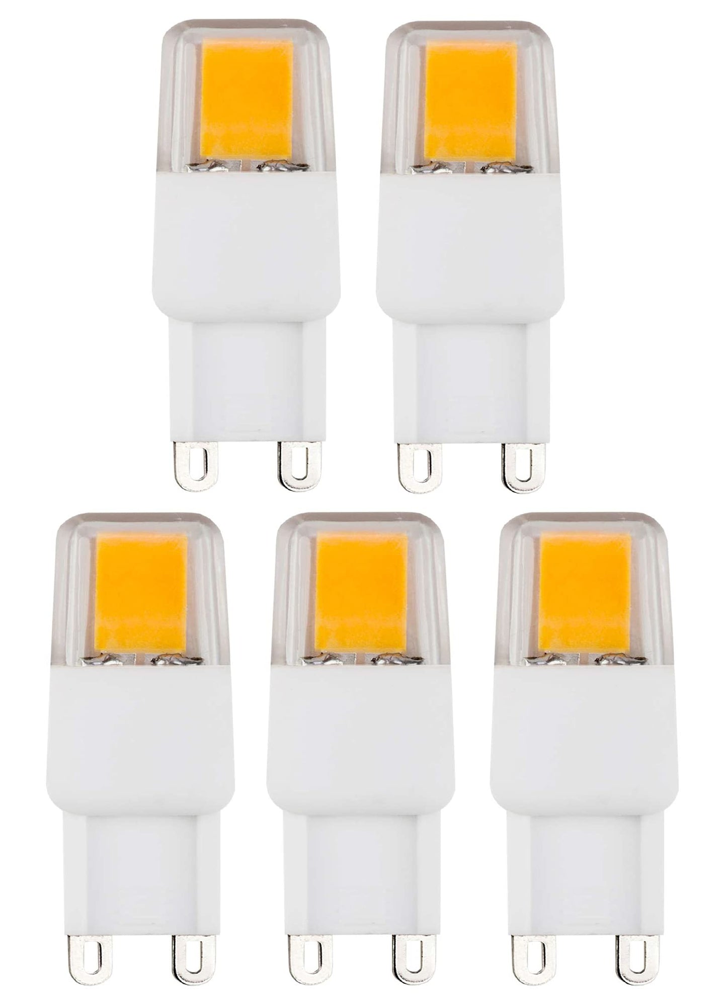 CBconcept UL Listed, G9 LED Light Bulb, 5 Pack, Epistar COB 2.3 Watt, 270 Lumen, Not Dimmable, Pure White 6000K, 360 degree Beam Angle, 120 Volt, 35W