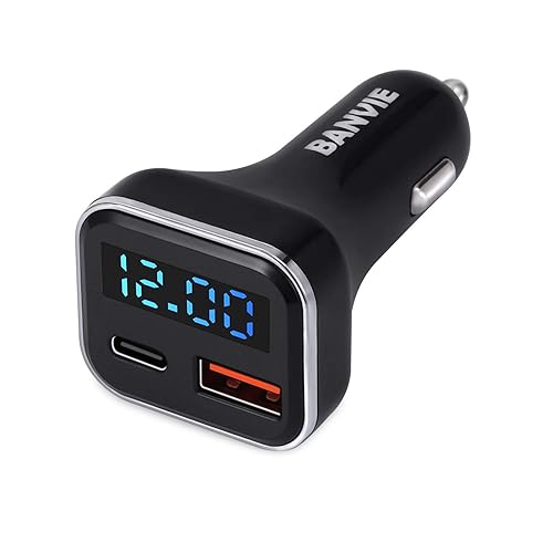 BANVIE USB C Car Charger with LED Voltage Display, 30W 2-Port Fast Charging Adapter with PD3.0&QC3.0 Compatible with iPhone 12 Pro Max/11 Pro