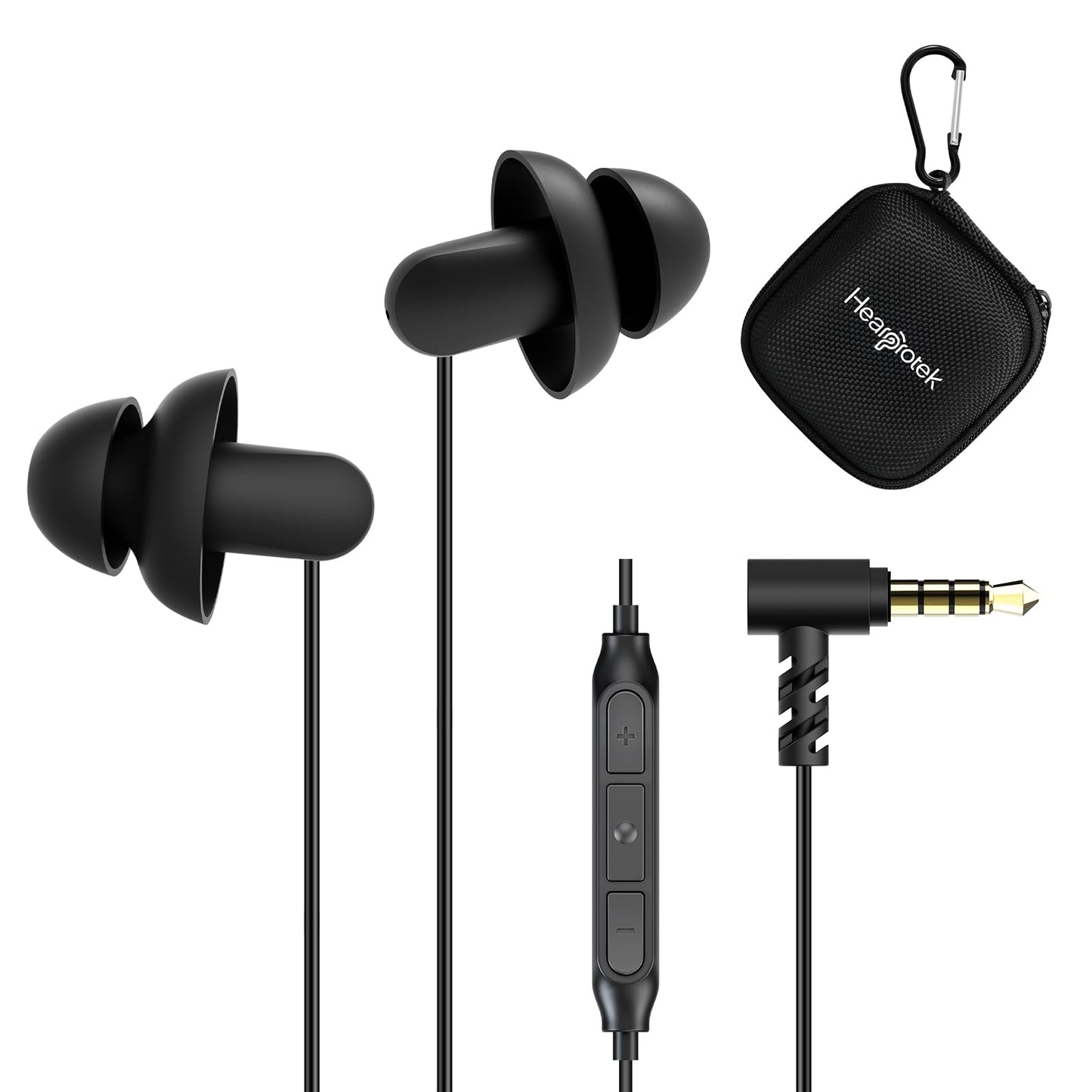 Sleep Earbuds, Hearprotek 2 Pairs Ultra Soft Lightweight Silicone Sleeping Earphone Headphones with Volume Control and mic for Side Sleeper, Snoring