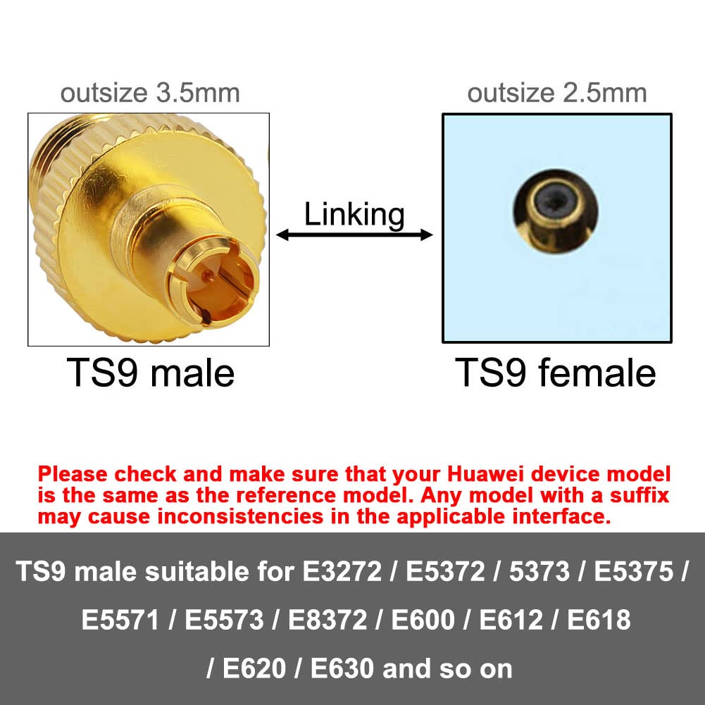 onelinkmore TS9 to SMA Female Adapter 2-Pack - Upgraded Snug-Fit Click-Lock, Gold-Plated Brass for Netgear Nighthawk M1 M5 M6 M7 MR1100 MR5200 MR6500