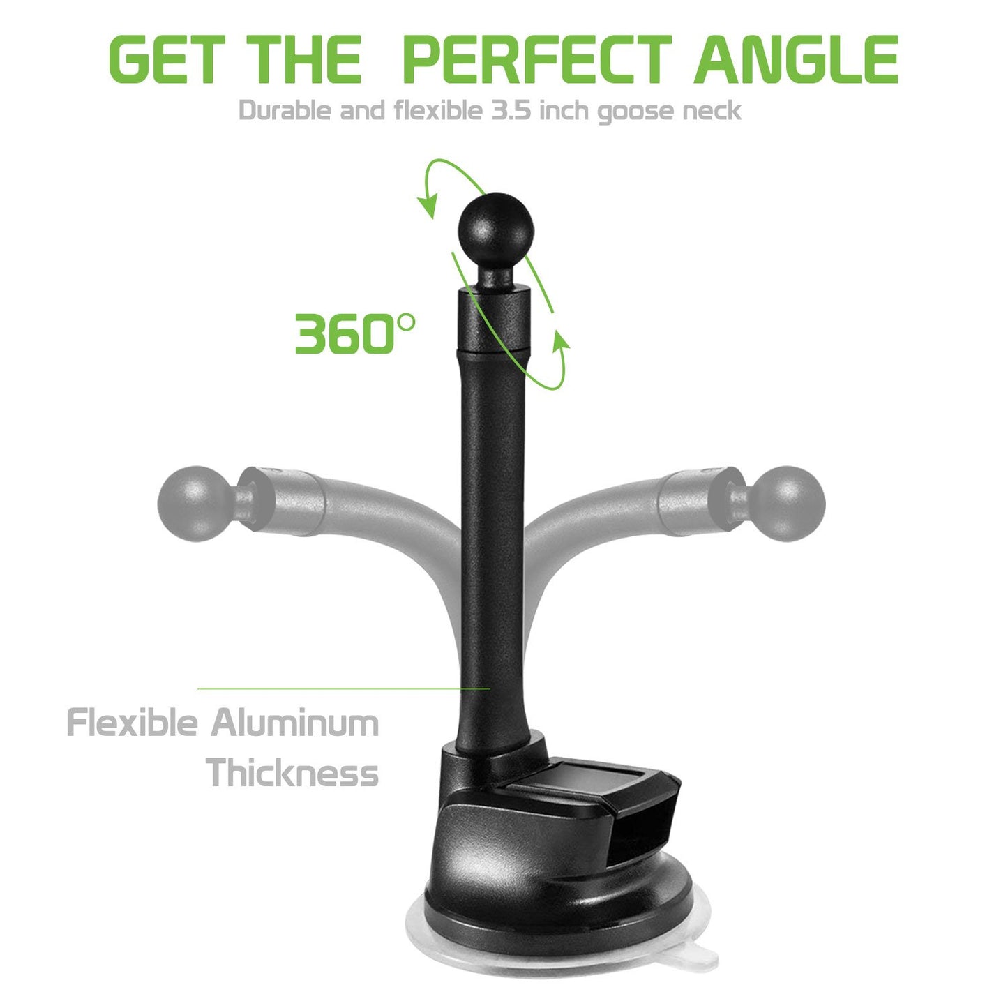 Cellet Windshield/Dashboard Phone Holder Mount - Flexible Gooseneck & Reusable Sticky Suction Pad - Universal Car Phone Holder for GPS Navigation