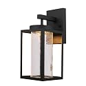 Globe Electric 44359 Capulet LED Integrated Outdoor Indoor Wall Sconce, Black, Clear Bubble Glass Center Column, Dimmable, 12W, 850 Lumens