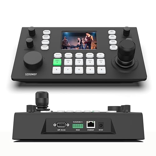 SZOOMSY PTZ Controller, 3.49“Lcd Screen, Real-Time Decoding Preview, Supports NDI POE, Visca Pelco-D/P, RS422/RS485, RS232, RJ45 LAN, Suitable For PTZ
