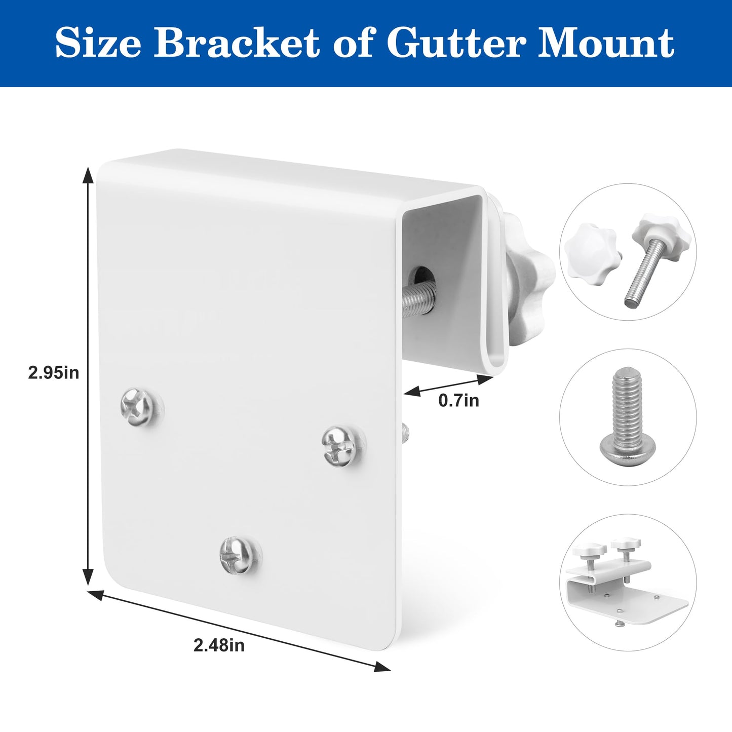 2 Pack Gutter Mount Bracket for Eufy Security SoloCam S340/E30/E42 and 4G LTE Cam S33, Stainless Steel Gutter Mount for Solar Security Camera