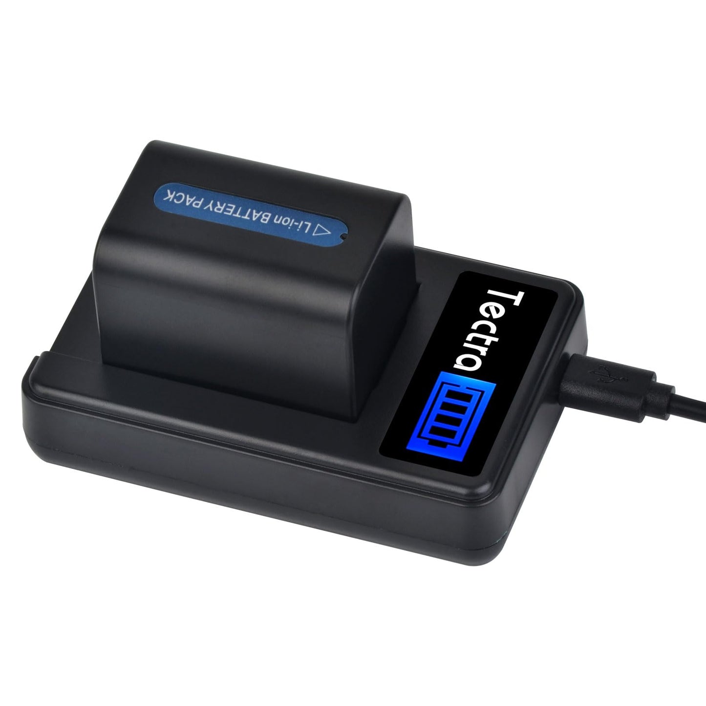 Tectra 2-Pack NP-FH70 Battery and LCD USB Charger for Sony NP-FH30, NP-FH50, NP-FH60, NP-FH90 NP-FH100 and Sony HandyCam DCR-DVD650, DCR-HC20, SX40