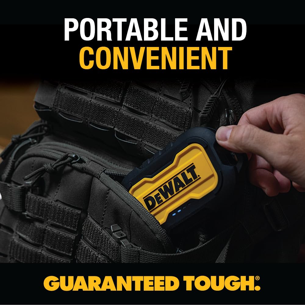 DEWALT Heavy Duty Portable Charger, Power Bank, Travel Worksite 10,000 mAh Battery Pack with USB-C Port for iPhone 17/16 Plus Pro Max, iPhone