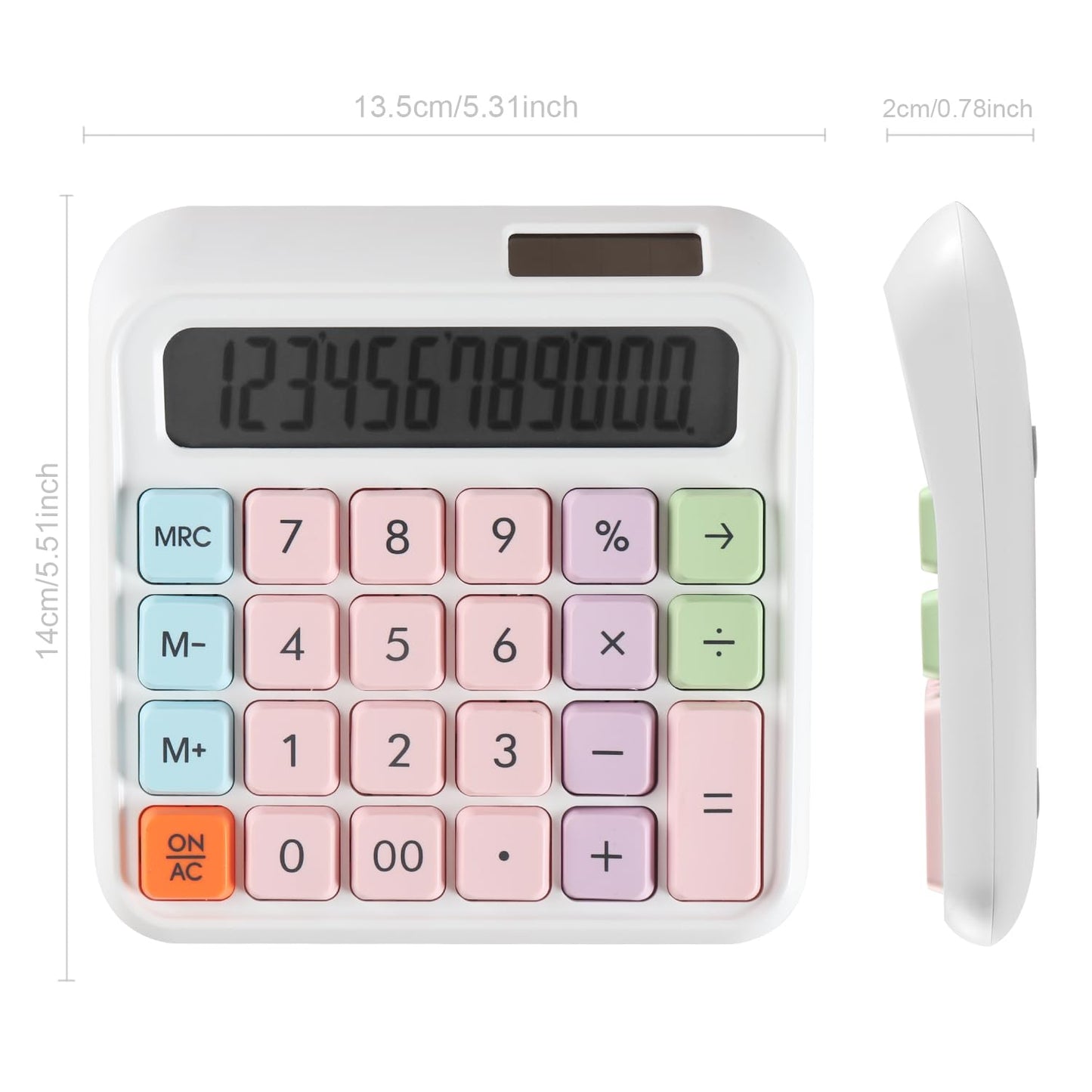 HIHUHEN Large Computer Electronic Calculator Counter Solar & Battery Power 12 Digit Display Multi-Functional Big Button for Business Office School