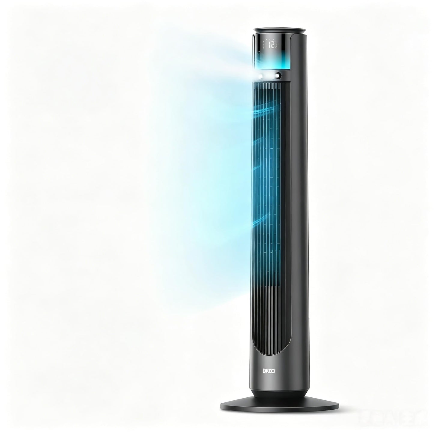 DREO - 42 in. 12 Speeds Smart Outdoor Misting Tower Fan in Black w/Remote, 20 ft Mist, 150° Oscillation, UV-Resistant - Gray (Renewed)