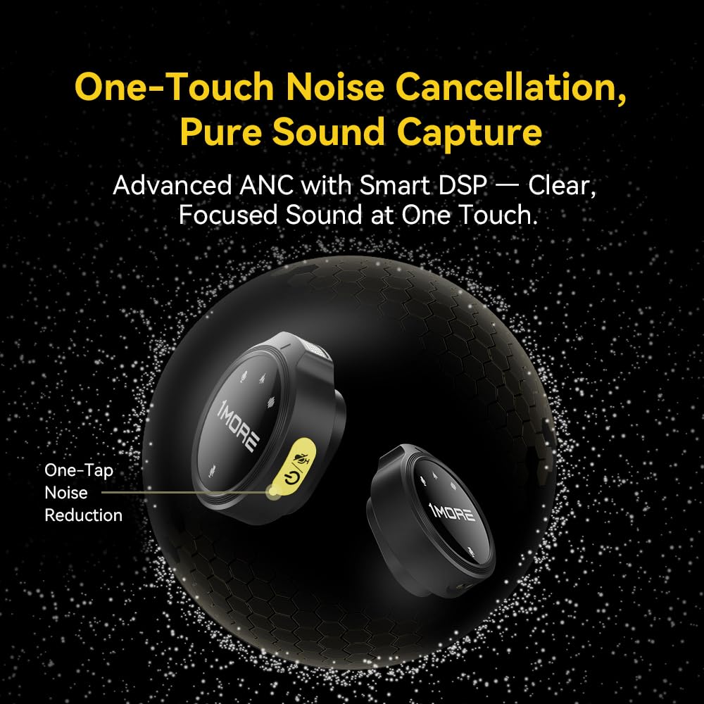 1MORE Mini Wireless Microphone (2 TX + 2 RX), Wireless Lavalier Microphone for iPhone/Android, High Fidelity Audio, Noise Cancellation, 18H Playing