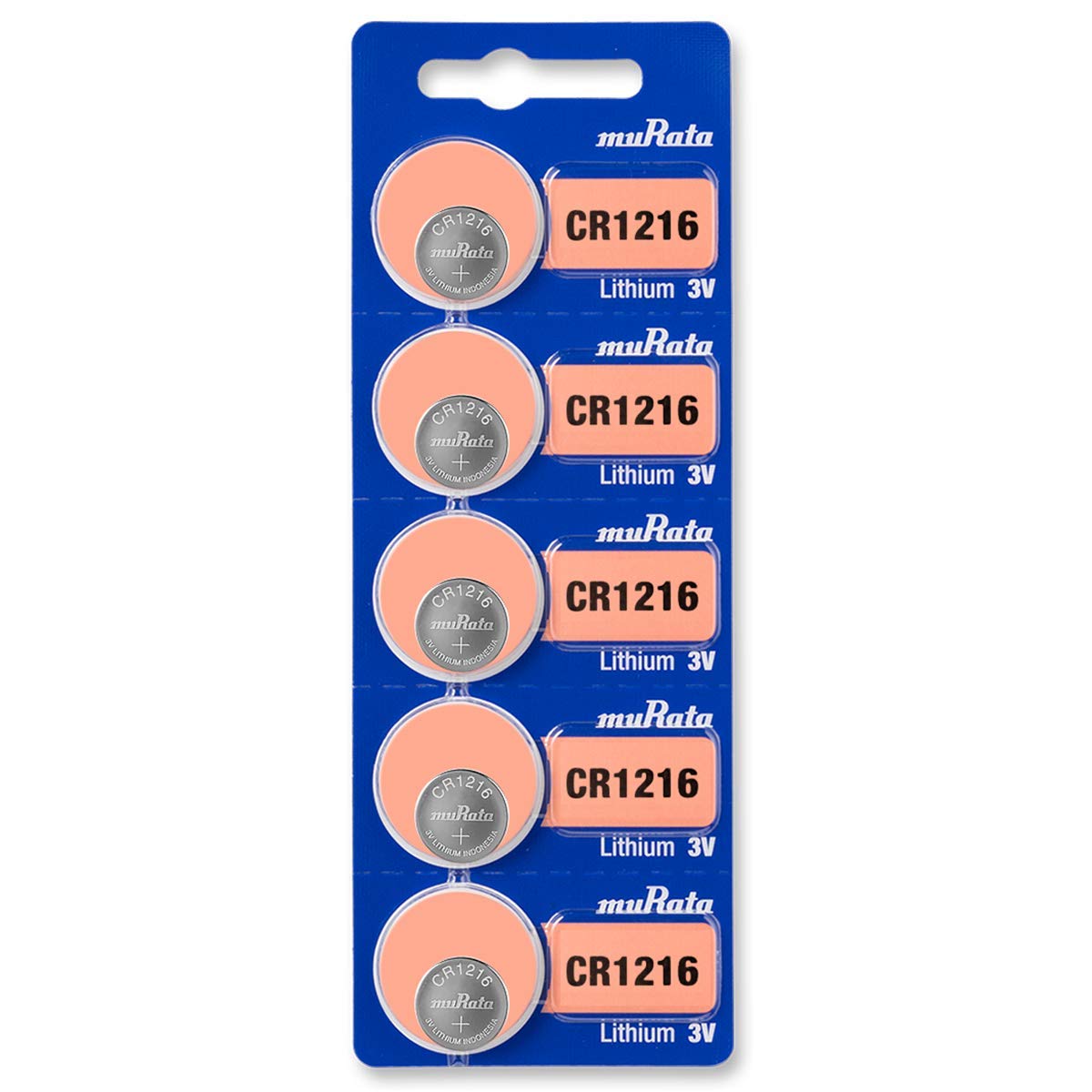 Murata CR1216 Battery DL1216 ECR1216 3V Lithium Coin Cell (5 Batteries)
