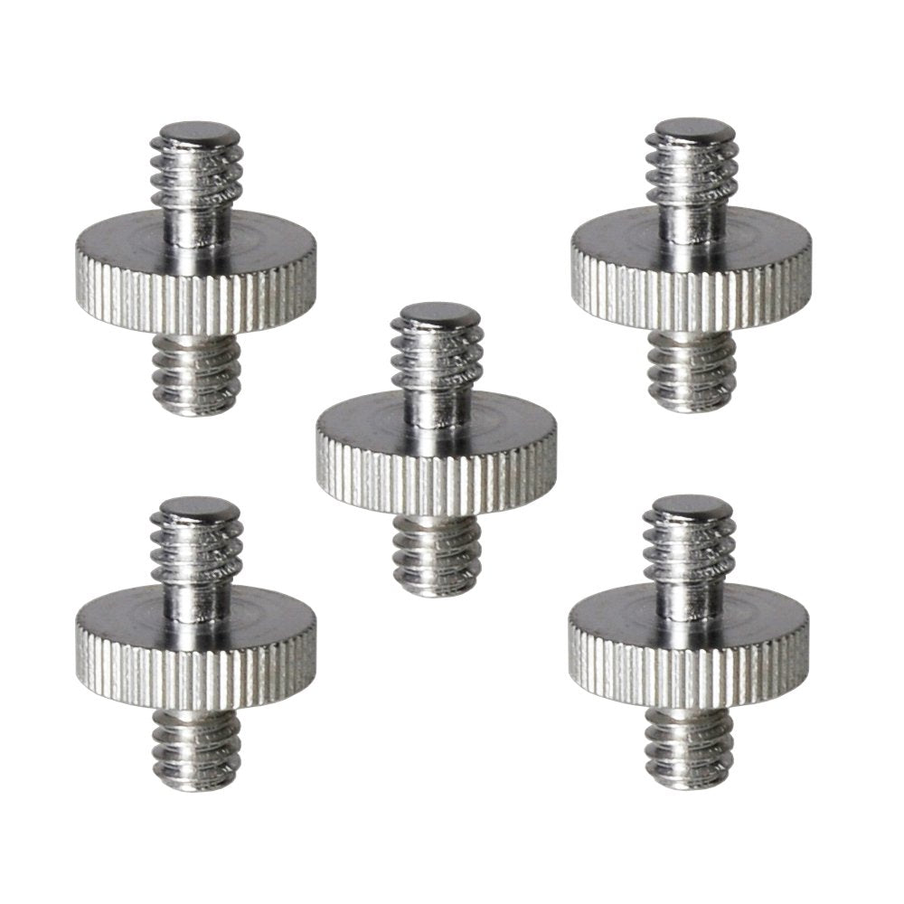 Foto&Tech 5 Pieces 1/4" Male to 1/4" Male Threaded Screw Adapter Compatible with Camera Cage/Shoulder Rig/Tripod/Socket Studio/Lighting Equipment/LED