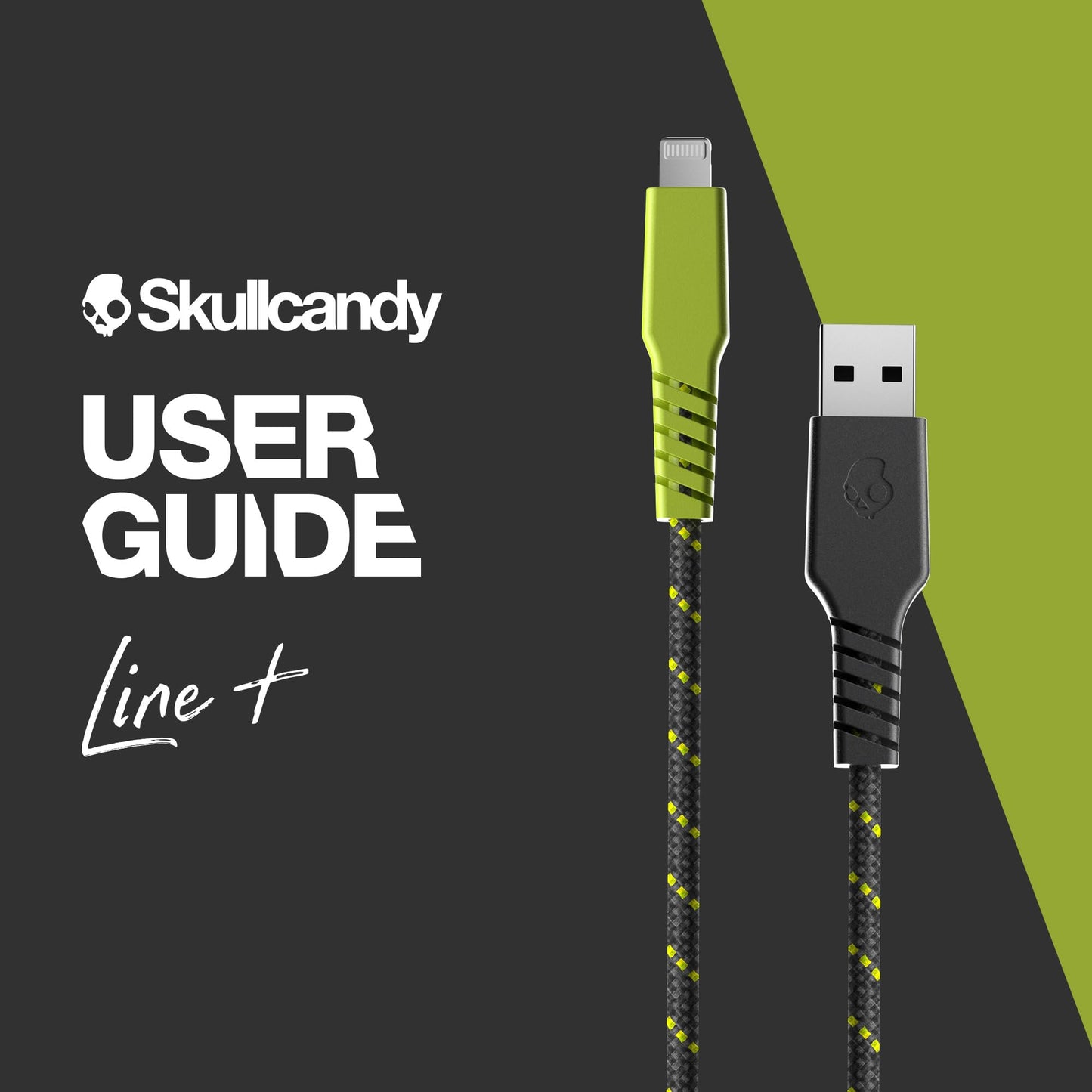 Skullcandy Line+ Braided Lightning Cable, 15W USB A to Lightning Charger Cable and Sync Cable for iPhone/Pro/Max, 6ft - Grey/Yellow