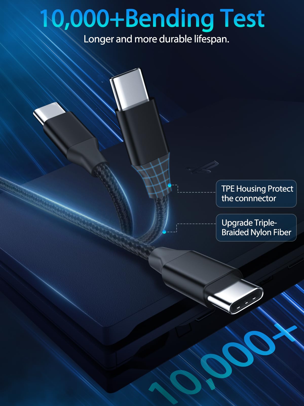 2 Packs 6ft USB C Cable for Fire Tablets (All-new HD 10 9th 10th 11th Generation,7 Kids Edition 2019 2021,HD 8,8 Plus 2020 2022 Release).Type-C
