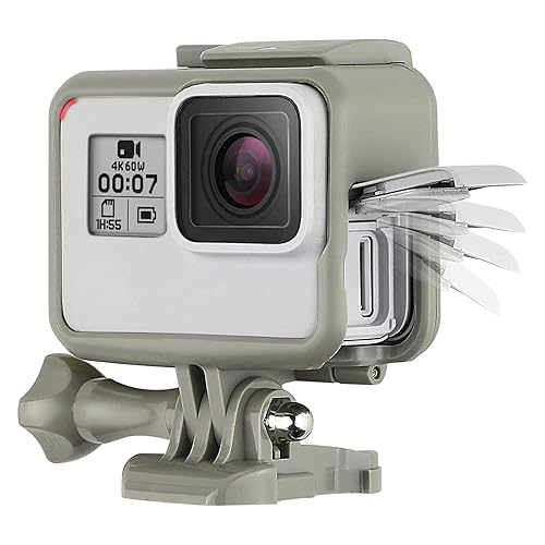 SOONSUN Frame Mount Housing Case for GoPro Hero 5 6 7 Black White Silver Hero 2018 Cameras Protective Housing with Buckle and Screw, All Slots Fully