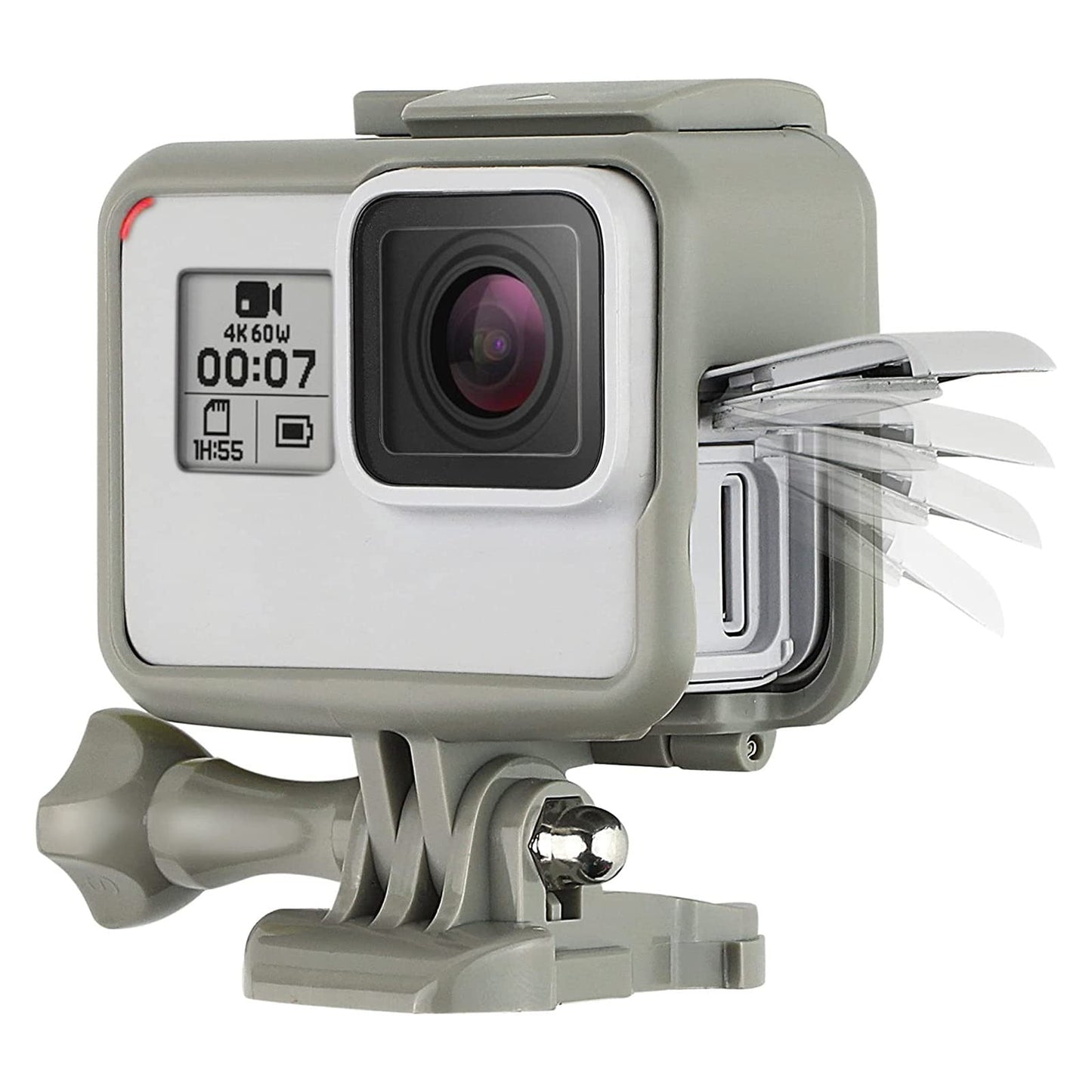 SOONSUN Frame Mount Housing Case for GoPro Hero 5 6 7 Black White Silver Hero 2018 Cameras Protective Housing with Buckle and Screw, All Slots Fully
