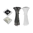 BesSTICK & STRIP Collar Cable Tie Mount with Adhesive Back - 50 Pack (25 Black + 25 White) Professional Zip Tie Anchors for Wire Management, Strong