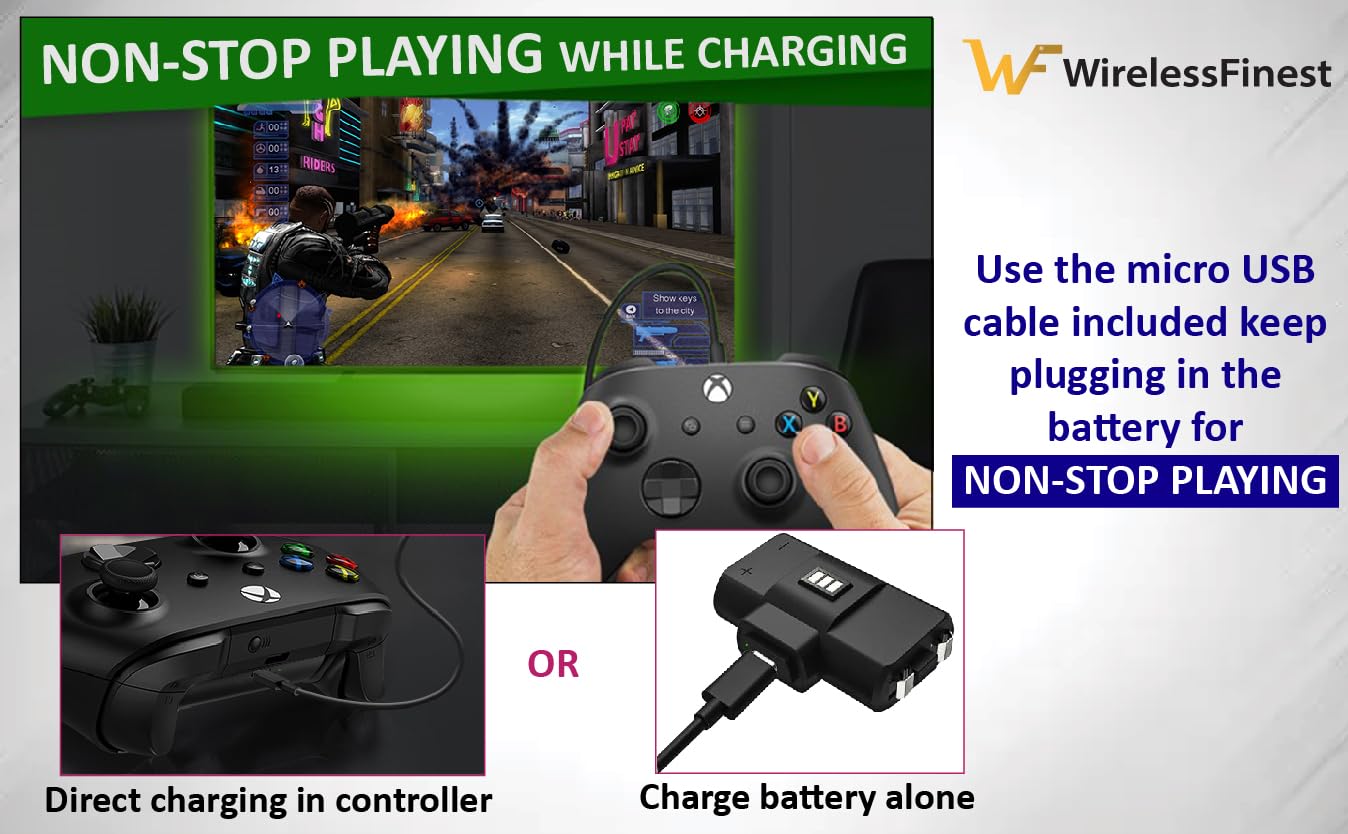 2X Pack Rechargeable Fast Charge Battery Charger Kit + 4X Cover for Xbox Controllers Xbox Series S/X Xbox 1 One S/One X/One Elite Wireless Remote