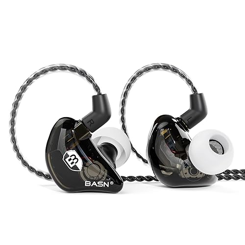BASN Bsinger BC100 in Ear Monitor Headphones Universal Fit Noise Isolating IEM Earphones for Musicians Singers Studio Audiophiles (Black)