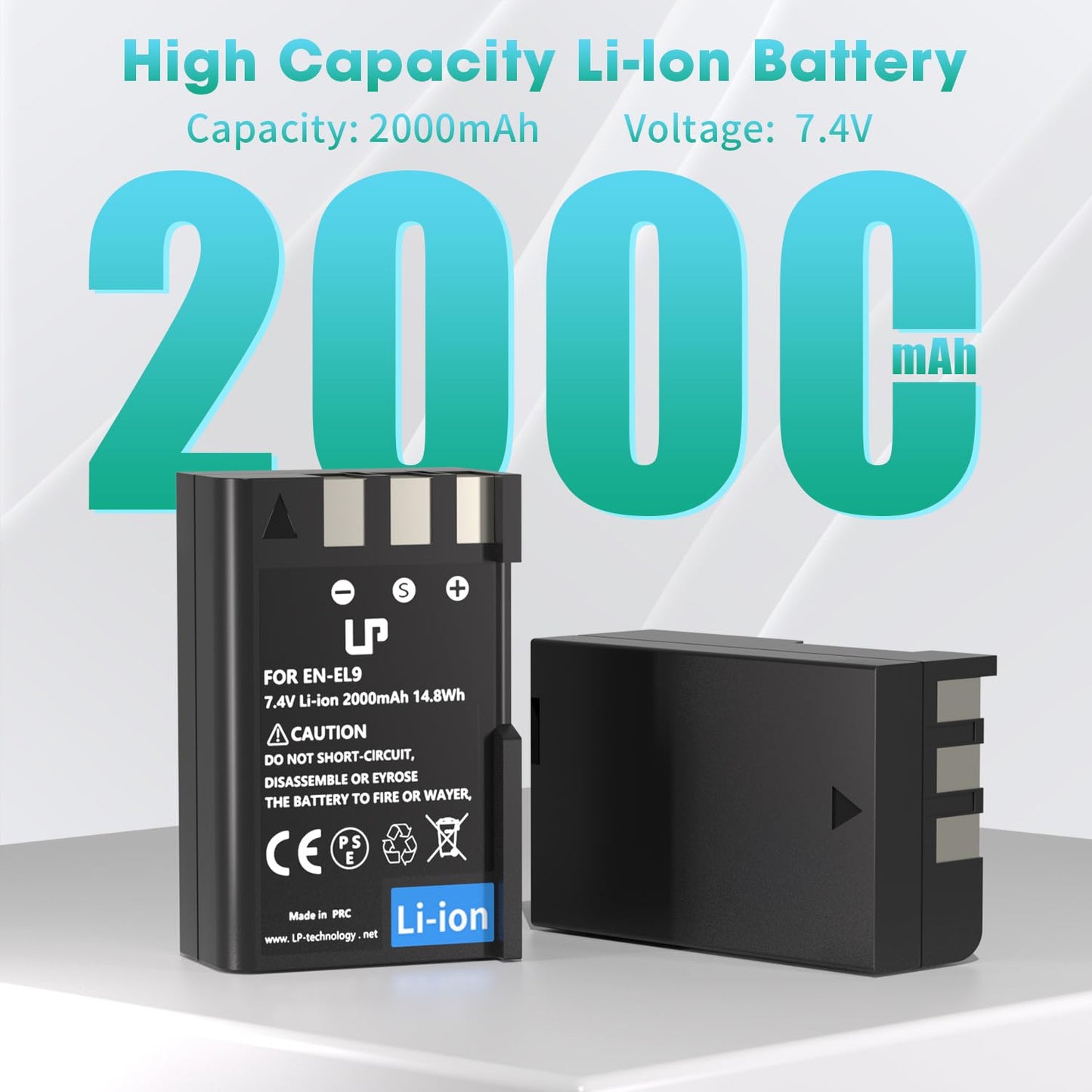 EN-EL9 EN EL9a Battery Charger Pack, LP Charger Pack Compatible with Nikon D40, D40X, D60, D3000, D5000 Cameras, Replacement for Nikon EN EL9, EN-EL9a
