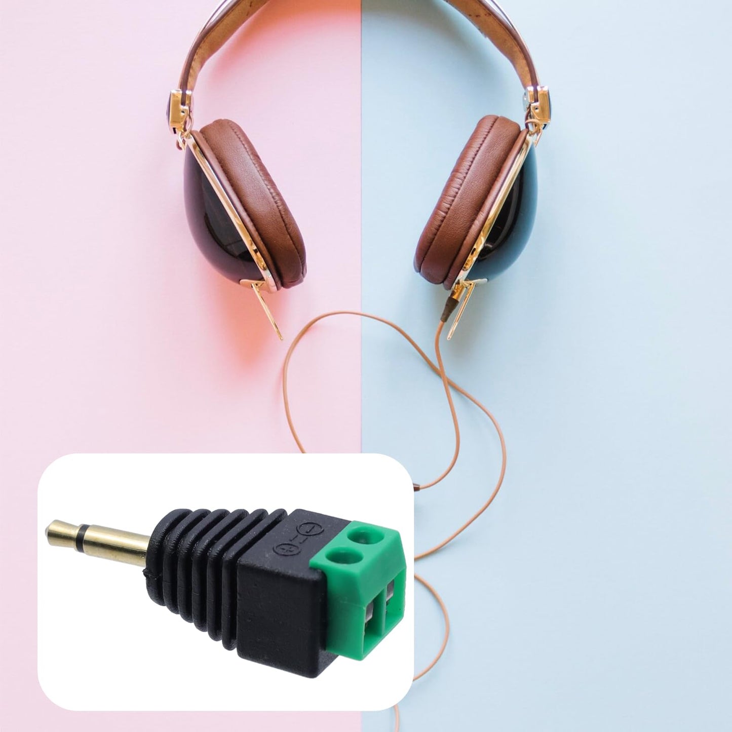 Antrader 3.5mm Male to 2-Screw Terminal Female Connector, 6pcs