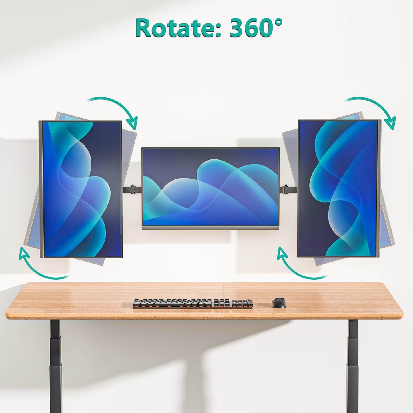WALI Triple Monitor Wall Mount for 17 to 32 Inch, Computer Monitor Arm for 3 Screens, Swivel Tilt Wall Mount with Mounting Holes 75x75/100x100mm, Per