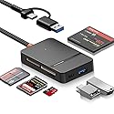 SD Card Reader for iPhone iPad MacBook, 6-in-2 USB 3.0 USB C to SD/Micro SD/MS/CF Memory Card Reader