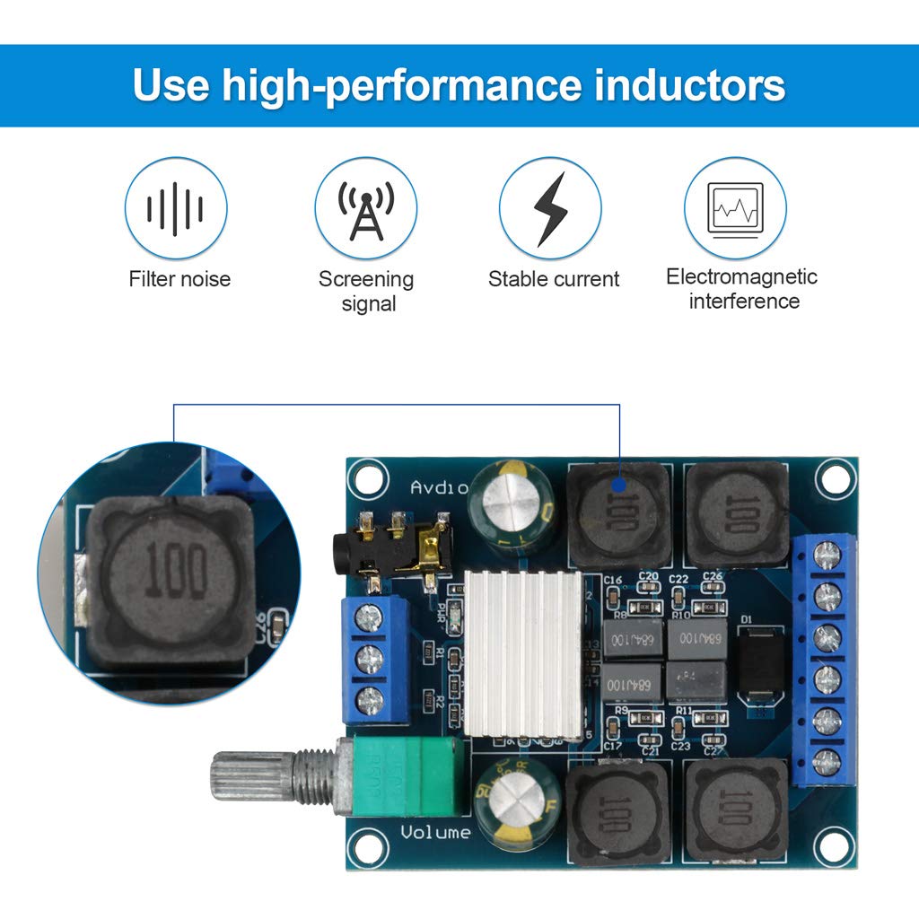 2Pcs Digital Amplifier Board,TPA3116D2 Dual Channel Audio Stereo AMP High Power Digital Subwoofer Power Amplifier Board 2x50W 5V 12V 24V for Store