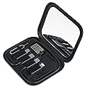Yinow USB-C Charge Card: Multi USB Charging Adapter Cable Kit with 28cm Cable, USB C to A/Micro USB/Light Adapters, Portable Mirror Case for Travel