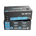 KVM Switch 3 Monitors 2 Computers, ANXQQ 8K@60Hz 4K@144Hz Monitor Switch for 2 Computers, KVM Switch Displayport HDMI with Power Adapter and Wired
