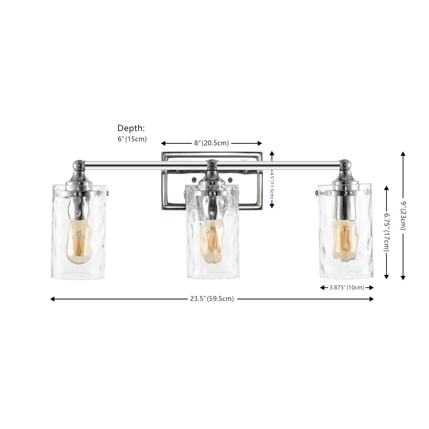SAFAVIEH Lighting Collection Johari Chrome 3-Light Wall Sconce Light Fixture, Ideal for Bathroom, Entryway, Vanity Over Mirror, Foyer, Hallway, Living