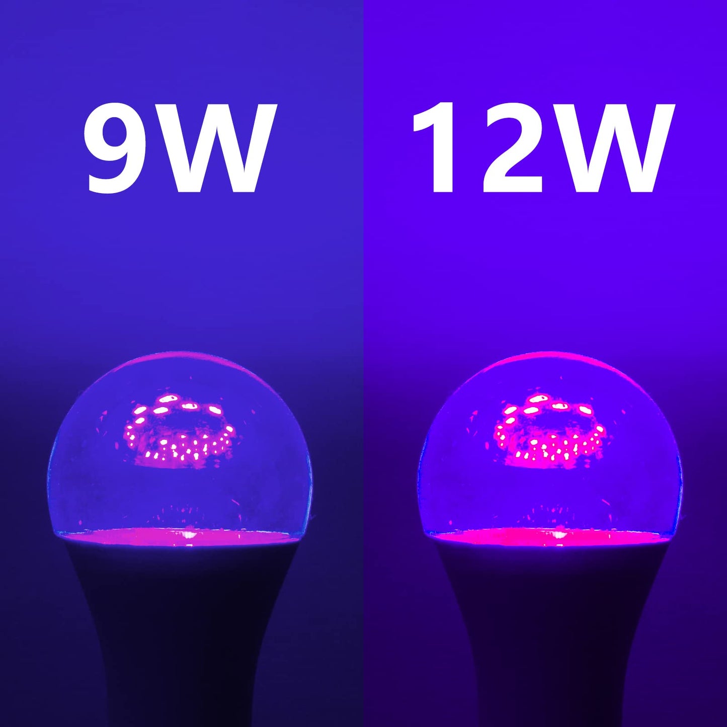 FAGUANGAO LED Black Light Bulb,9W(75Watt Equivalent) A19 UV Blacklight Bulb,120V,UVA Level 390-400nm,E26 Medium Base,Glow in The Dark for Blacklight