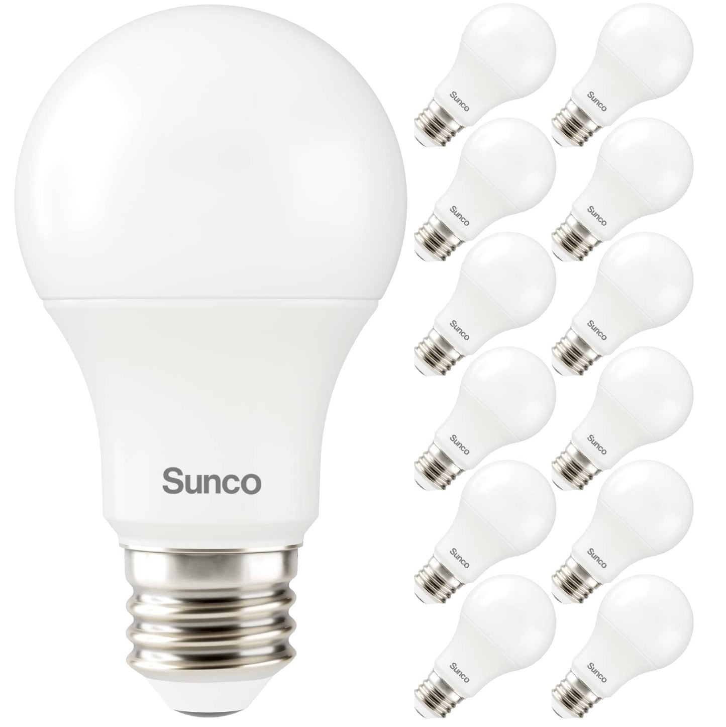 Sunco 12 Pack A19 LED Light Bulb, E26, 9W=60W, 5000K Daylight Non-Dimmable