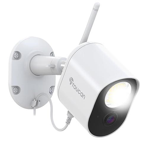 Toucan Outdoor Floodlight Security Camera - AC-Powered, Wi-Fi, 1080p Video, Night Vision, Motion Alert, 1200-lumen Security Light, Two-Way Talk, App