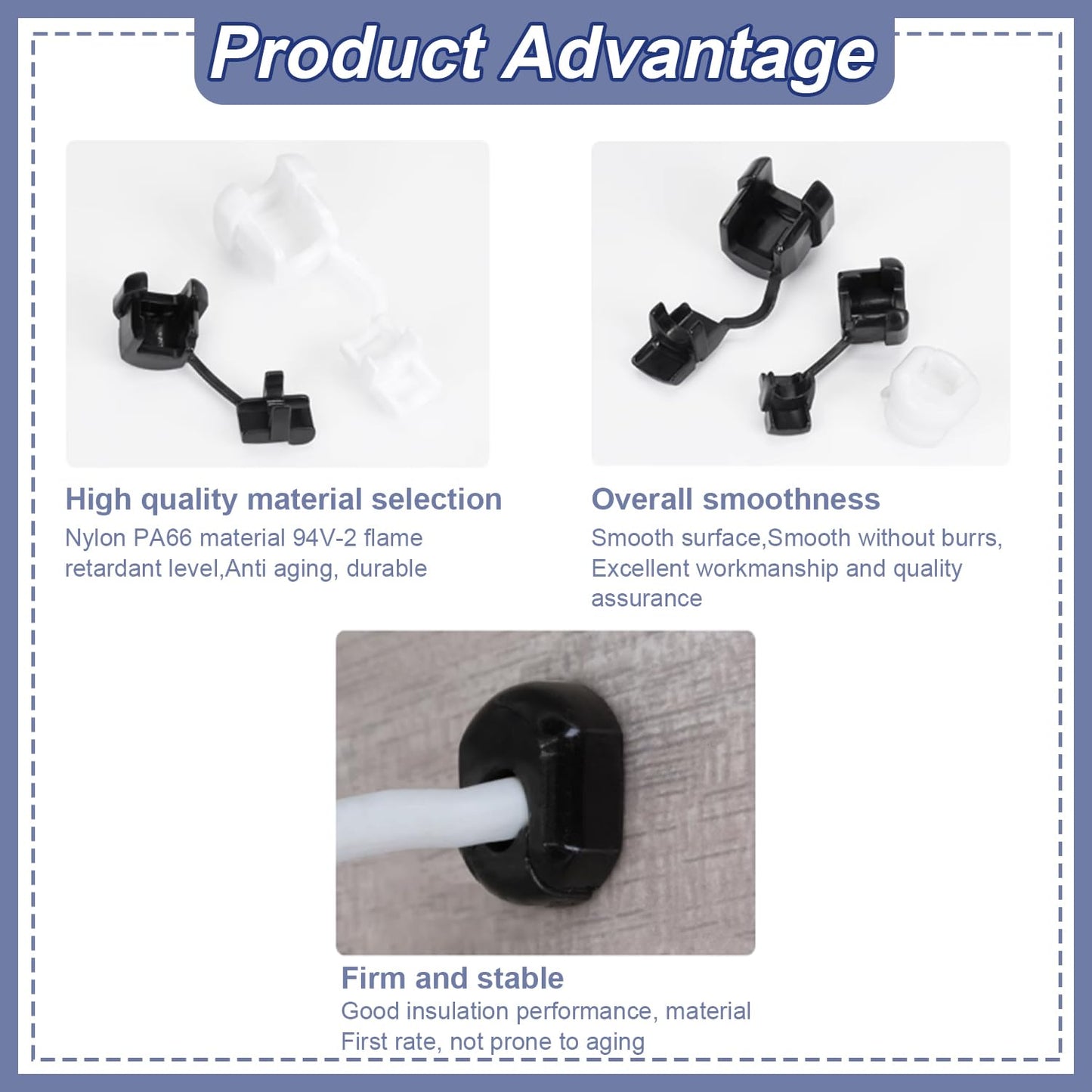 Fielect 60Pcs Round Cable Wire Strain Relief Bush Grommet 6N-4 Strain Relief Bushing Electric Cable Protection Cord Buckle