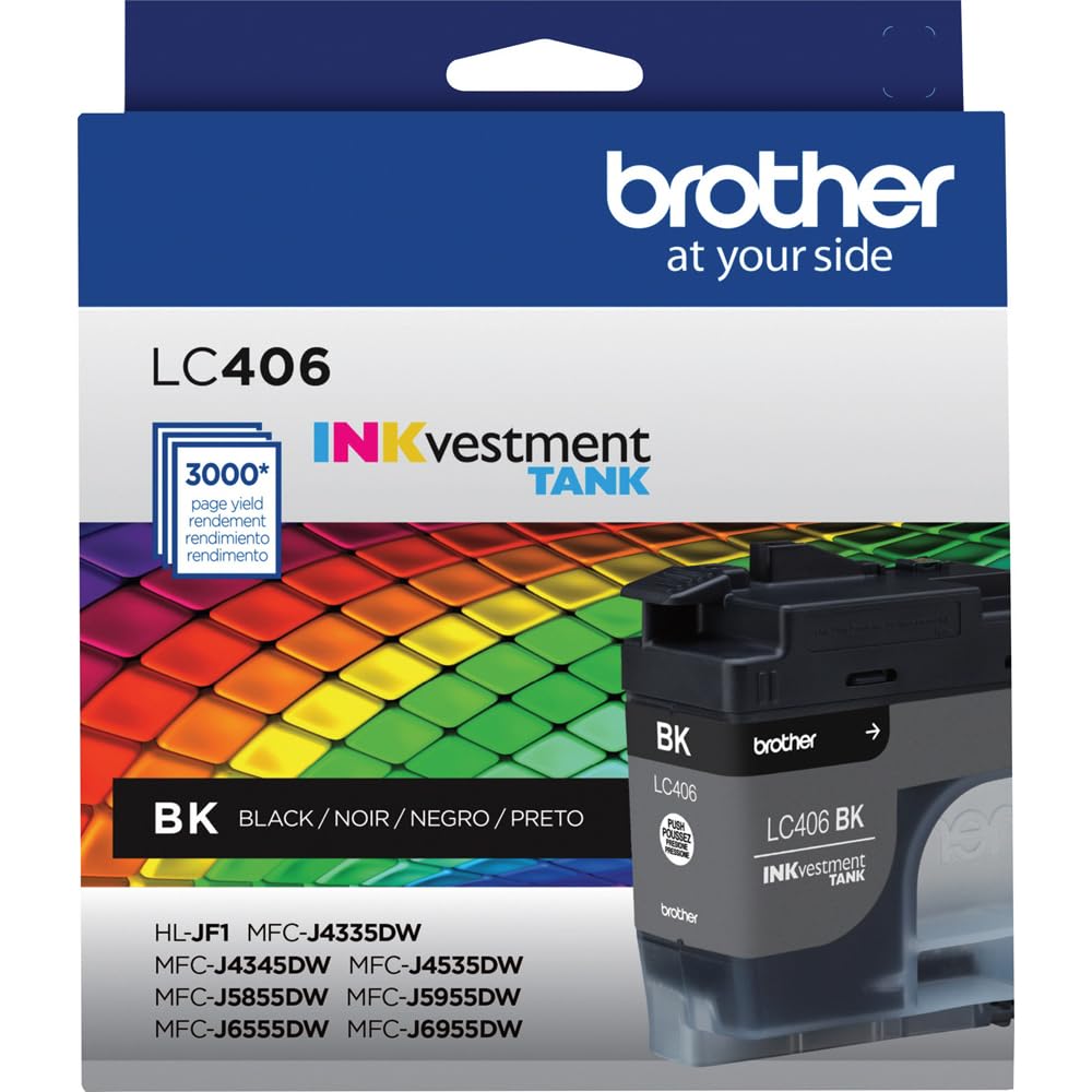 Brother Genuine LC406BK Black & LC4063PK Color 3-Pack (CMY) Ink Cartridges for MFC-J4335DW, MFC-J4345DW XL, MFC-J4535DW, MFC-J5855DW, MFC-J5955DW
